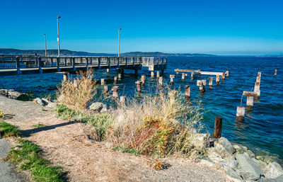 Scenic view of sea against clear sky