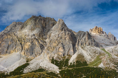 Panoramic view of rocky mountains against sky