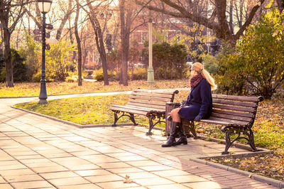 Woman sitting on bench