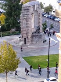 Group of people in front of building