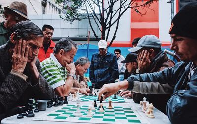 People sitting on table