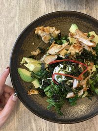 Directly above shot of person preparing food in bowl