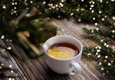 Close-up of coffee on table