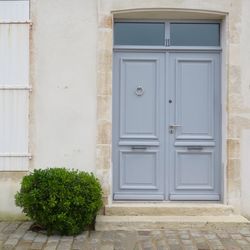 Closed door of old building