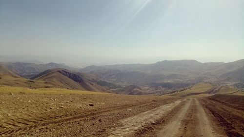 Scenic view of desert against clear sky