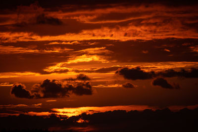 Low angle view of dramatic sky during sunset