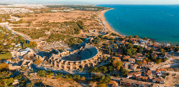The ancient city of side. port. peninsula. turkey. manavgat. antalya.