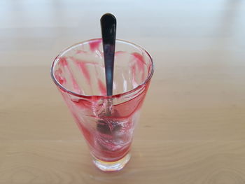 Close-up of drink in glass on table