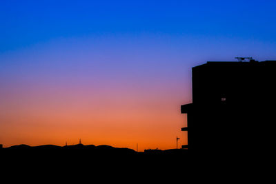 Silhouette buildings against sky during sunset