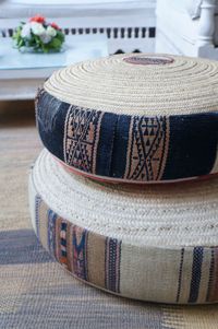 Close-up of hat on table