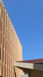 Low angle view of building against clear blue sky