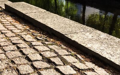 High angle view of shadow on water