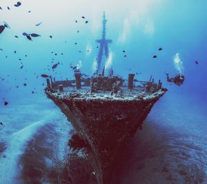 Close-up of water against blue sky