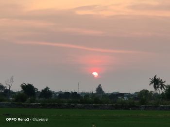 Scenic view of field against sky during sunset