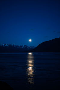 Scenic view of sea against sky at night