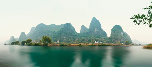 Scenic view of mountains against clear sky