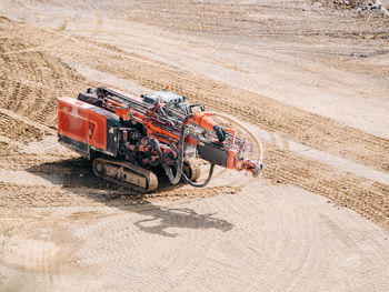 High angle view of worker working at construction site