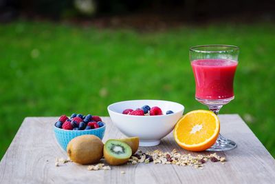 Close-up of breakfast on table