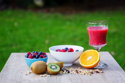 Close-up of breakfast on table