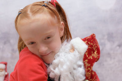 Close-up portrait of smiling girl