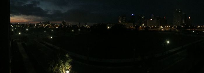 Illuminated cityscape at night