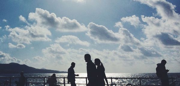 Silhouette of woman in sea