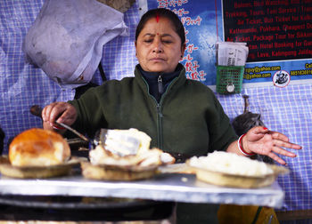 Man having food in restaurant