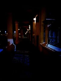 Man in illuminated room