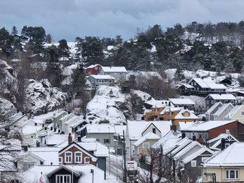 High angle view of townscape against sky