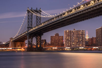 View of suspension bridge at night