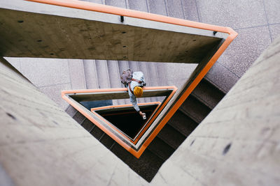 High angle view of stairs