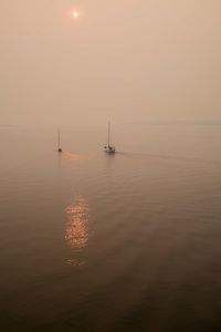 Scenic view of sea during sunset