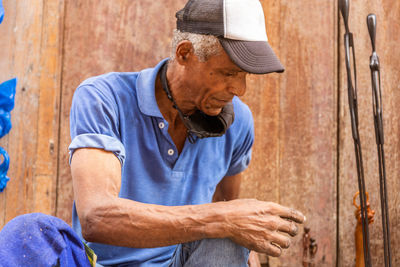 Senior man working at farm