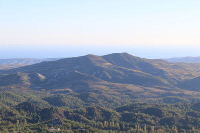 Scenic view of mountains against clear sky