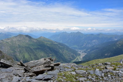 Scenic view of mountains against sky