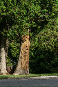 Sculpture of tree against plants