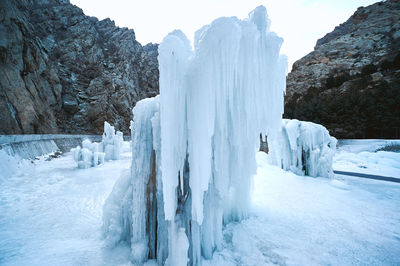 Closeup of ice in winter