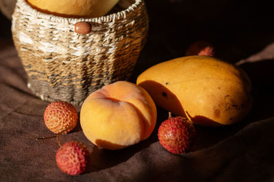 Close-up of fruits on table