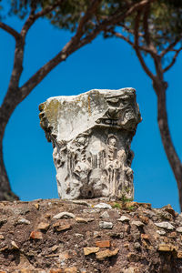 Low angle view of statue against clear sky
