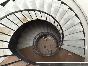 High angle view of spiral stairs