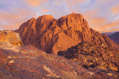 Amazing sunrise at sinai mountain, beautiful dawn in egypt, beautiful view from the mountain