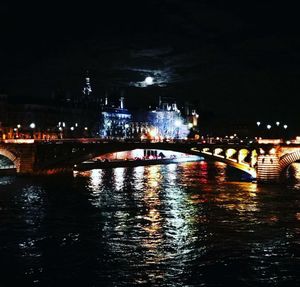 Bridge over river at night