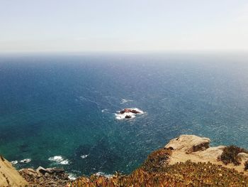 High angle view of sea against sky