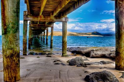 Scenic view of pier on sea