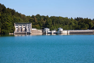 Scenic view of swimming pool against clear sky