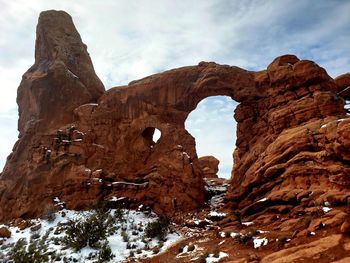 Low angle view of rock formation