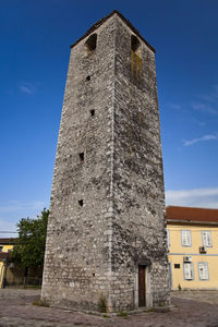 Low angle view of old building against sky