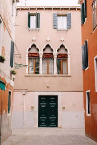 Closed door of building