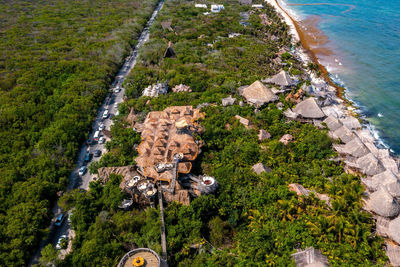 Aerial view of the luxury hotel azulik in tulum.