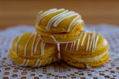 Close-up of cupcakes on table